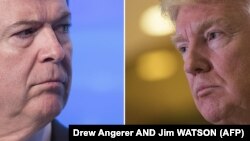 Фотоколаж, на якому зображені колишнй директор ФБР Джеймс Комі (л) та президент США Дональд Трамп, який його звільнив