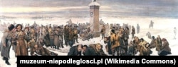 «Прощання з Європою», картина Олександра Сохачевського. Заслані в Сибір учасники повстання 1863-1864 років на межі Європи й Азії