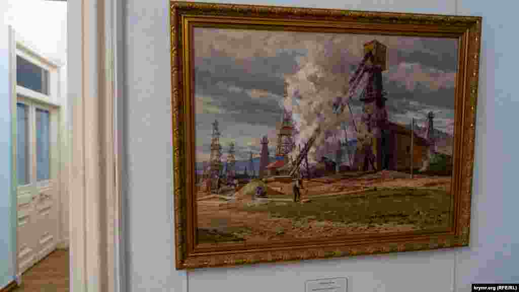 Произведение львовского мастера Ивана Гуторова (1911-1998) «Бориславские вышки» о трудовых буднях на нефтепромыслах Львовщины. Другие работы Гуторова хранятся в Национальном художественном музее, Харьковском художественном музее, Одесском художественном музее, Национальном музее во Львове, Львовском литературно-мемориальном музее Ивана Франка