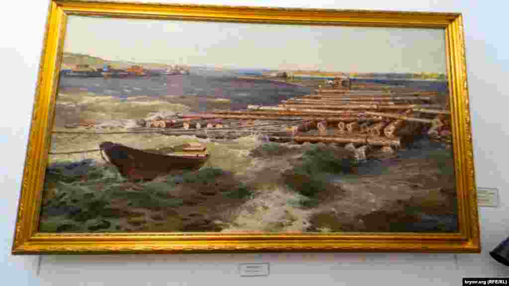 Так когда-то, в 1952 году, полесский лес сплавляли по Днепру в Каховку. Это запечатлел смоленский художник Валентин Пономарев (1921-1963). Его картина так и называется «Лес идет в Каховку»