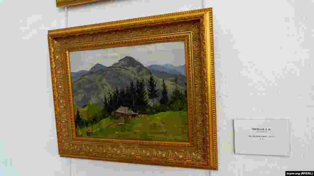 Работа украинского художника, профессора Киевского художественного института Леонида Чичкана (1911-1977) «На Белой Тисе». Во всем его творчестве преобладали карпатские пейзажи, портреты и жанровые картинки, в основном из жизни гуцулов