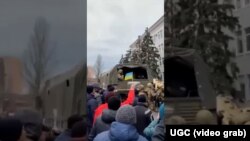 Акція протесту проти окупації в Бердянську, 28 лютого 2022 року