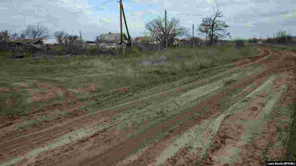 Дорога на улице – сплошная грязь, дома расположены на расстоянии около 30 метров от дороги в обе стороны