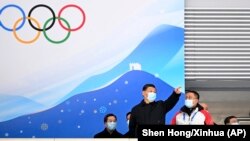 Chinese President Xi Jinping tours a competition venue for the 2022 Winter Olympics in Beijing on January 4.