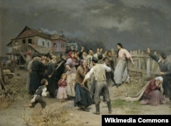 Микола Пимоненко, «Жертва фанатизму», 1899 рік. Цькування членами юдейської громади дівчини, яка перейшла в християнство. Зібрання Харківського художнього музею