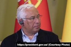 Антоніу Кошта, тогочасний прем'єр-міністр Португалії під час візиту до Києва. 21 травня 2022 року