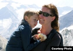 Eva Vitkova with her son, Adam.