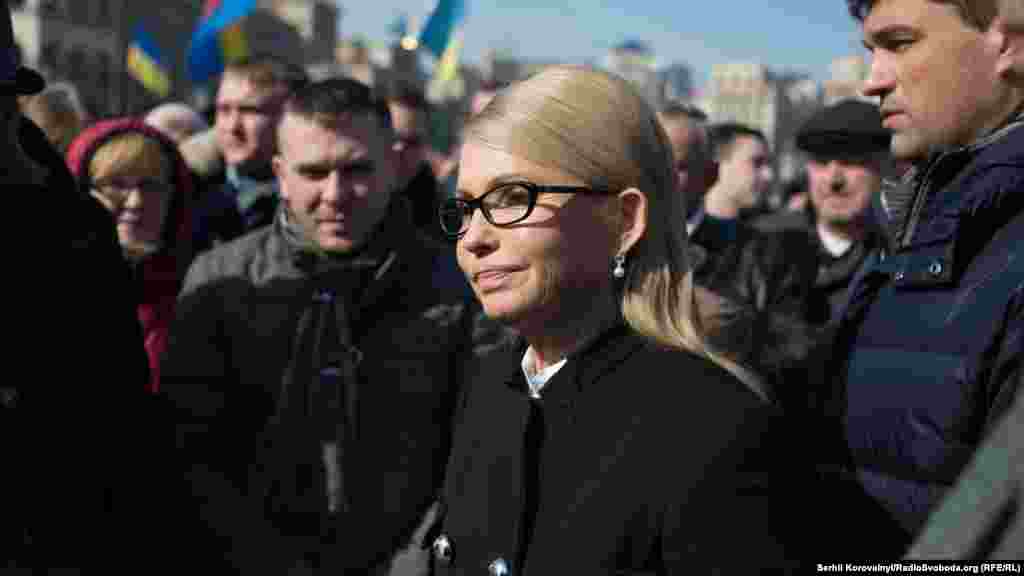 Також на мітингу була голова партії «Батьківщина» Юлія Тимошенко, від партії якої Надія Савченко обрана народним депутатом України.