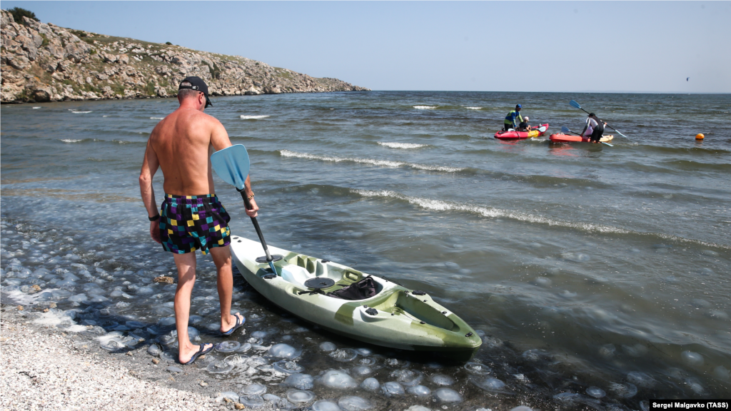 Украинские власти после 2014 года не рекомендуют туристам из других стран посещать Крым. Профильные украинские ведомства также обращали внимание на то, что законным считается въезд в Крым исключительно через установленные Украиной пункты пропуска на админгранице между полуостровом и Херсонской областью. Въезд в Крым со стороны России расценивается как нарушение украинского законодательства и влечет за собой административную ответственность: нарушителям могут запретить въезд в Украину. На фото: пляж в селе Мысовое Ленинского района, 28 августа