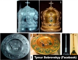 Предмети з ризниці Софійського собору в Києві, які були вивезені з України до Росії й нині перебувають у Державному історичному музеї Росії