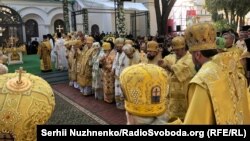 Під час Божественної літургії біля Софії Київської з нагоди 1031-ї річниці Хрещення України-Руси. Київ, 28 липня 2019 року