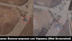 Скриншот супутникового знімку з телеграм-каналу ВМС України з наслідками удару по аеродрому «Херсонес» у Севастополі