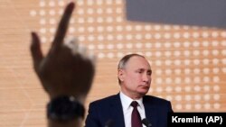 Президент Росії Володимир Путін під час пресконференції. Москва, 19 грудня 2019 року