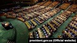 Президент України Петро Порошенко під час виступу на Генеральній асамблеї ООН. Нью-Йорк, 20 лютого 2019 року