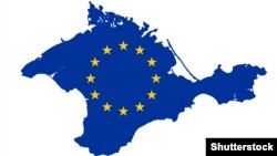 Карта Крыма в цветах флага ЕС