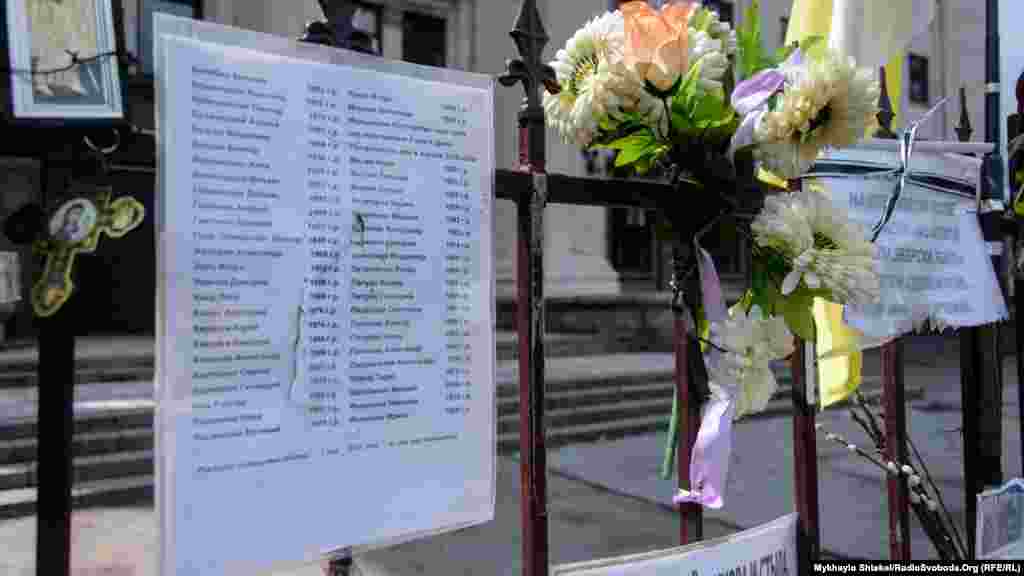 Список загиблих у будинку профспілок 2 травня 2014 року. 32 загинули в пожежі, 10 – від травм після стрибків із вікон