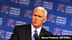 Віце-президент США Майк Пенс під час відкриття саміту Адріатичної хартії в Подгориці, Чорногорія, 2 серпня 2017 року