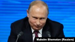 Президент Росії Володимир Путін під час прес-конференції. Москва, 20 грудня 2018 року 