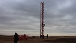 Будівництво телерадіовежі неподалік пропускного пункту «Чонгар», грудень 2016 року