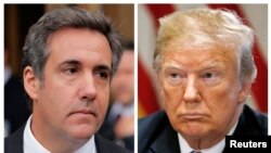 A composite file photo of U.S. President Donald Trump (right) and his former Michael Cohen
