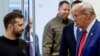Donald Trump speaks with Ukrinian President Volodymyr Zelenskyy in New York in September.