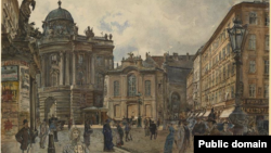 Вена, Михаэлерплатц. Рудольф фон Альт, 1888.