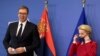 Aleksandar Vučić, predsednik Srbije, i Ursula von der Lejen, predsednica Evropske komisije, prilikom susreta u Briselu 26. aprila 2021. 