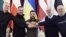 Зліва направо: президенти Литви Гітанас Науседа, Польщі Анджей Дуда, України Володимир Зеленський, Латвії Егілс Левітс та Естонії Алар Каріс під час зустрічі у Києві, 13 квітня 2022 року