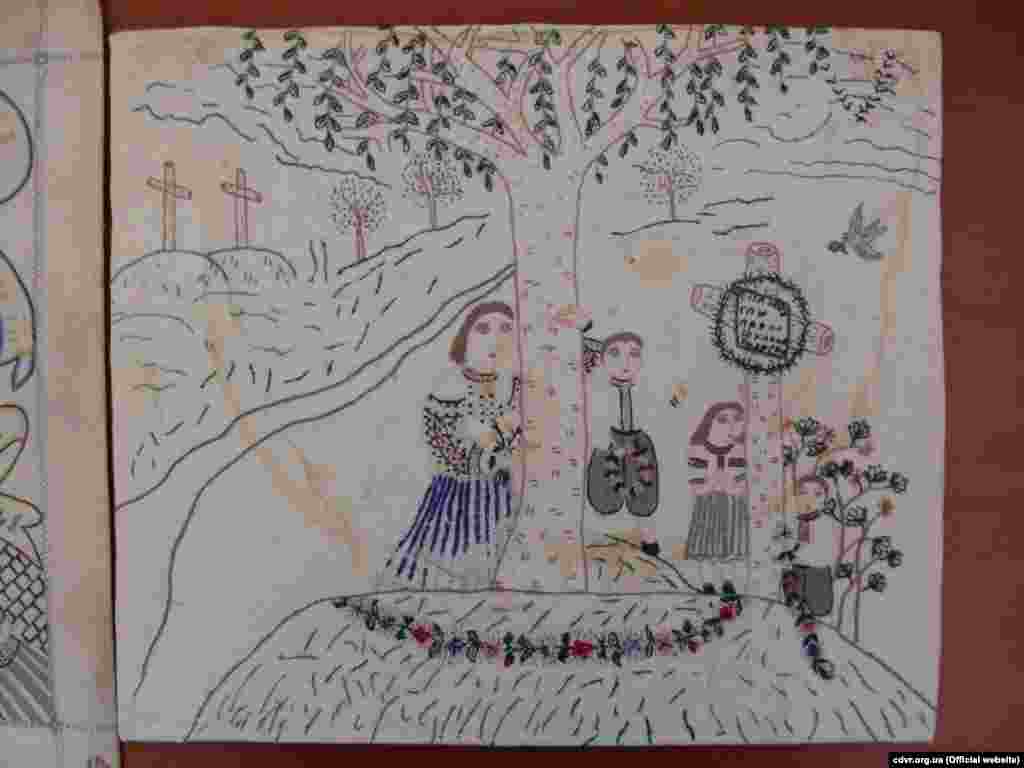 Фото вишивок, котрі з 1999 року зберігаються у фондах Тернопільського історико-меморіального музею політичних в’язнів. Автор робіт – Анна Хом’як, народилась 1921 року в селі Лопушно Лановецького району Тернопільської області. Роботи вишиті в Норильську в 1948 році (фото з Архіву Центру досліджень визвольного руху)