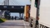 KOSOVO/SERBIA: Trucks waiting at Merdare border crossing on Serbian side, close to Kosovo