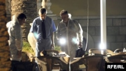 Mjesto zločina, kafe "Palma" u Budvi,11.08.2008. Foto: Savo Prelević