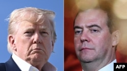 Комбинированное фото: президент США Дональд Трамп (слева) и экс-президент РФ Дмитрий Медведев