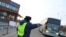 Russia -- Traffic patrol officer stops a bus on Don Motorway, 02Apr2010