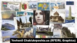 Почтовые марки и блоки о Крыме. Коллаж