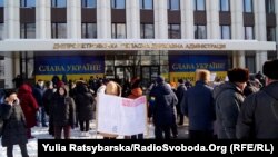 Під час акції проти підвищення тарифів на комунальні послуги, Дніпро, 15 січня 2021 року