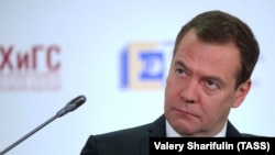 Премьер-министр России Дмитрий Медведев на Гайдаровском форуме в Москве. 12 января 2017 года