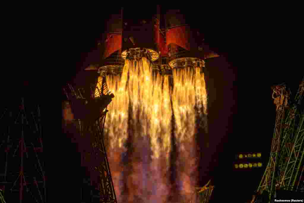 Ракета-носитель «Союз-2.1б» на стартовой площадке космодрома «Байконур» в Казахстане