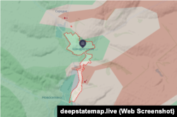 Шандриголове на мапі DeepState станом на 23 вересня 2025 року. Червоним кольором позначена територія під контролем армії РФ