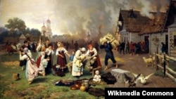 Николай Дмитриев-Оренбургский. Пожар в деревне. 1885
