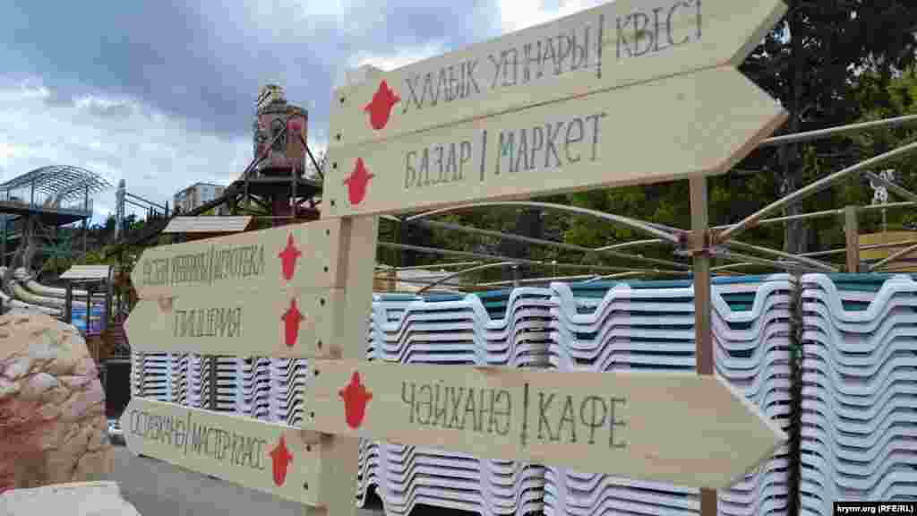 В этом году праздник провели на территории аквапарка «Атлантида». Гостей праздника встречали специально изготовленные указатели на русском и татарском языке