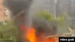 Скріншот із відео вибуху в Балашисі, Росія, 25 квітня 2025 року