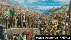 Шайих ГIабдурахIман-хIажица Дагъистаналъул 4-билев имамлъун жиндир вас МухIамад-хIажи лъазавулев вуго. М.Шагьбановас бахъараб сурат.