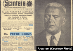 Prima pagină a Ziarului Scînteia din 8 ianuarie 1958.