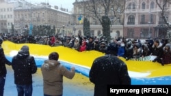 Віче «Ні «виборам» у Криму!» у Львові, 18 березня 2018 року