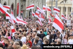 Під час «Маршу єдності» в Мінську, 6 вересня 2020 року