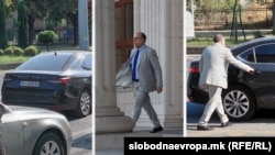 Ministar bez portfelja, osumnjičen u slučaju požara u diskoteci "Puls" u Kočanima, Šaban Saliu stiže u Krivični sud u Skoplju službenim vozilom, 28. jula 2025.