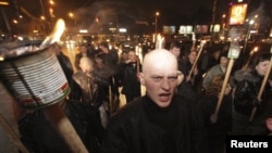 (архівна фотографія) Активісти «Російської Єдності» під час акції протесту у Криму, 19 лютого 2010 року