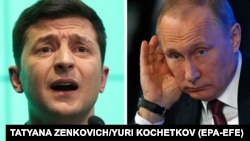 Президент України Володимир Зеленський (л) і його російський колега Володимир Путін, комбіноване фото
