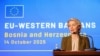 Bosnia and Herzegovina -- President of the European Commission Ursula von der Leyen, and chairwoman of Bosnian Council of ministers Borjana Krišto, in Sarajevo, October 14, 2025.