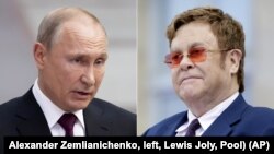 Комбіноване фото. Президент Росії Володимир Путін (ліворуч) і британський співак Елтон Джон